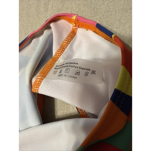 Shein Multi-Colored Geometric Two Piece Swimming Swimsuit Bathing Suit Size 3XL - Picture 7 of 10